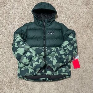 Helly Hansen Jacket Mens Large Green Camo Urban Puffer Insulated Hooded Ski